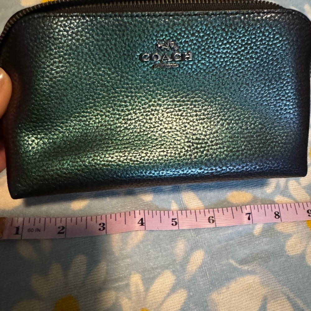 Coach Teal and Black Leather Pouch
